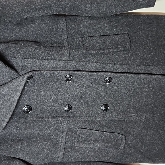Anne Klein 100 Percent Wool Double Breasted Gray Long Coat Overcoat Womens 12 - Picture 4 of 9